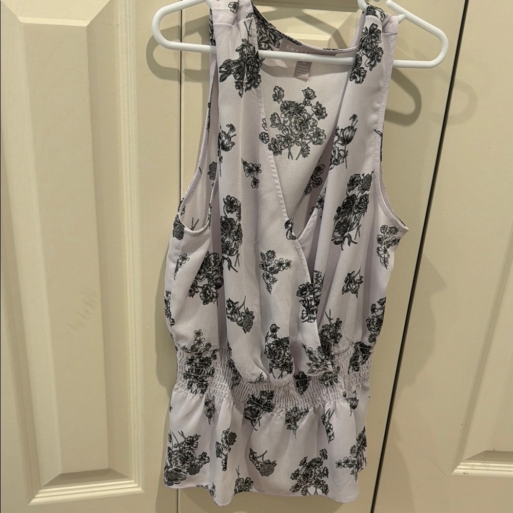 Chelsea28 Black and White Floral Blouse